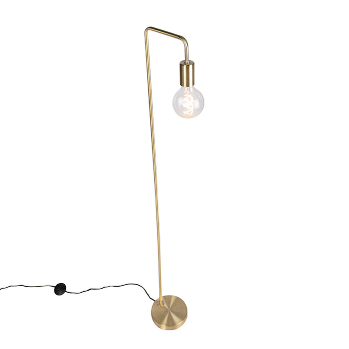 QAZQA Moderne vloerlamp messing 145cm - Facil