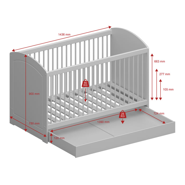 MOOS Filip Ledikant En Peuterbed 70 x 140 cm