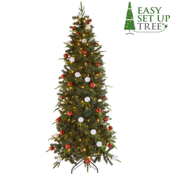 Easy Set Up Tree® LED Avik Red 210 cm Kerstboom met Versiering