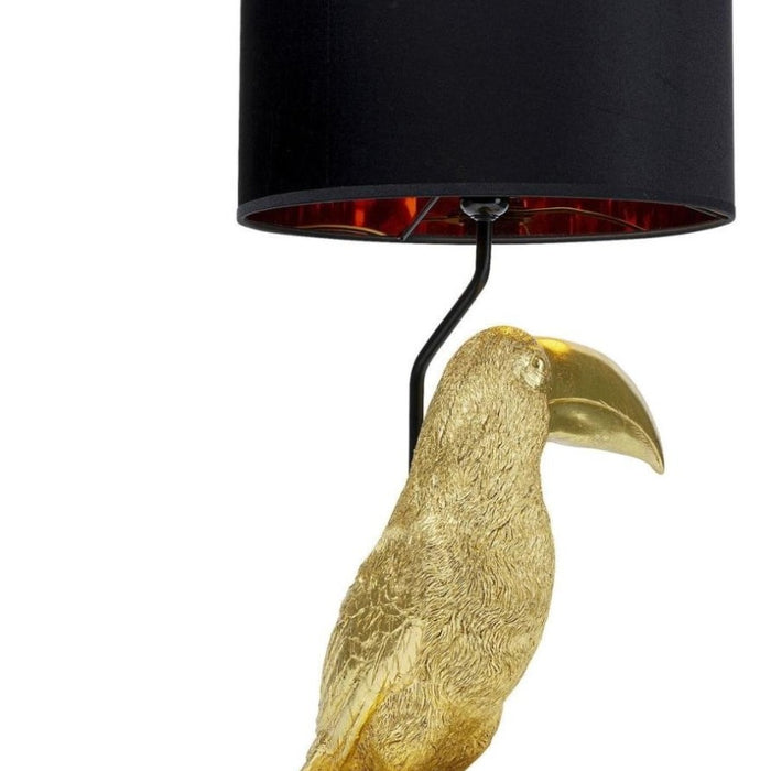 Kare Design Toucan Tafellamp - Zwarte Lampenkap - Goud