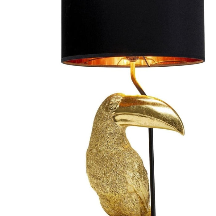 Kare Design Toucan Tafellamp - Zwarte Lampenkap - Goud