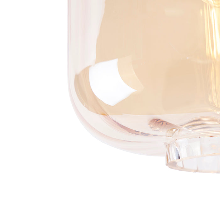 QAZQA Design plafondlamp zwart met amber glas - Qara