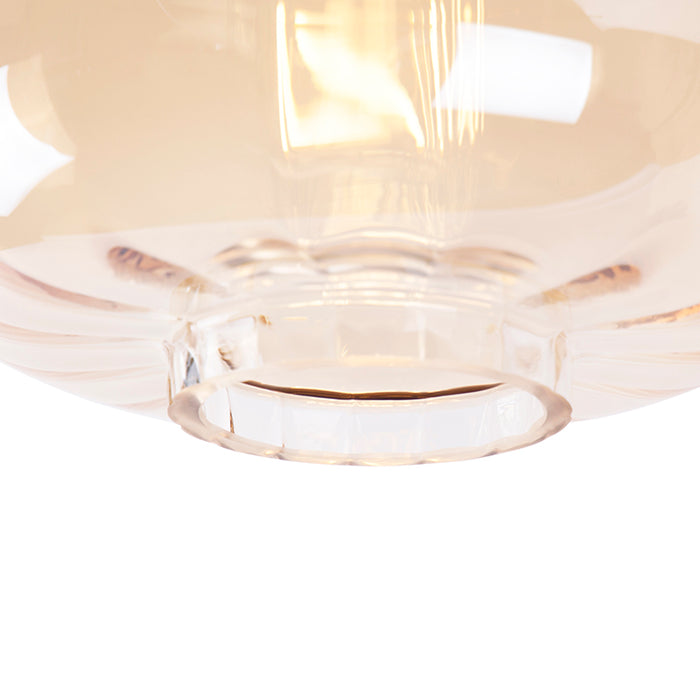 QAZQA Design plafondlamp zwart met amber glas - Qara