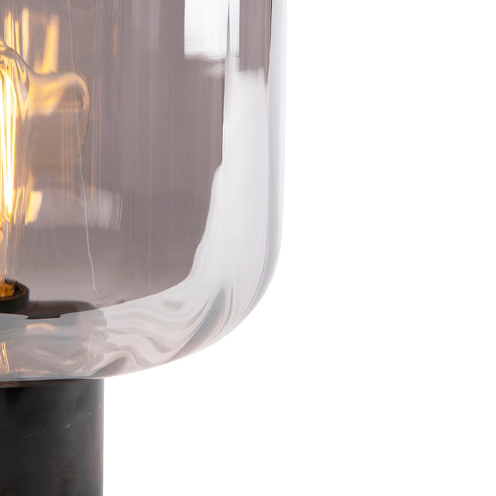 QAZQA Design tafellamp zwart met smoke glas - Qara