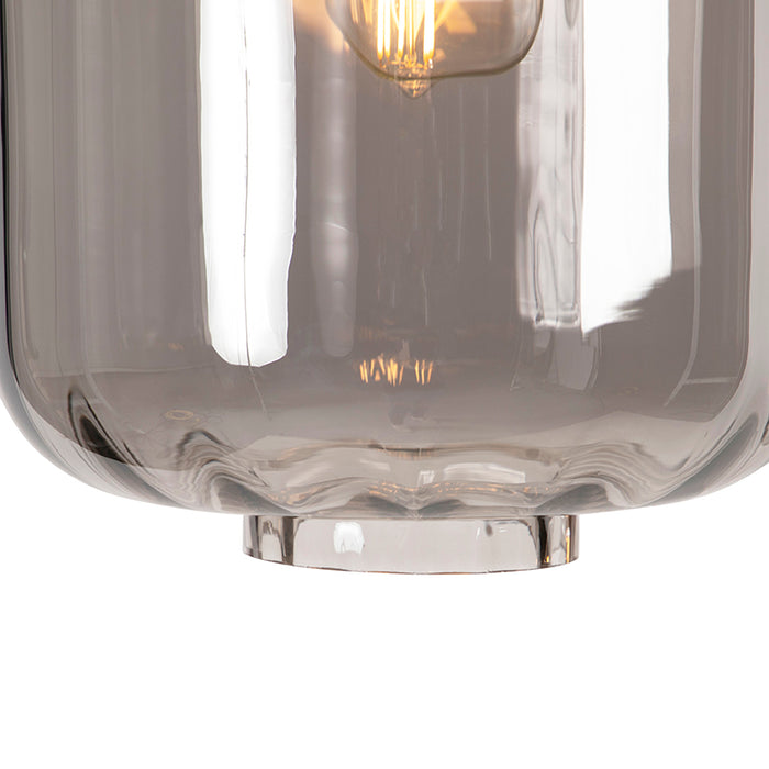 QAZQA Design hanglamp zwart met smoke glas 3-lichts 226 cm - Qara