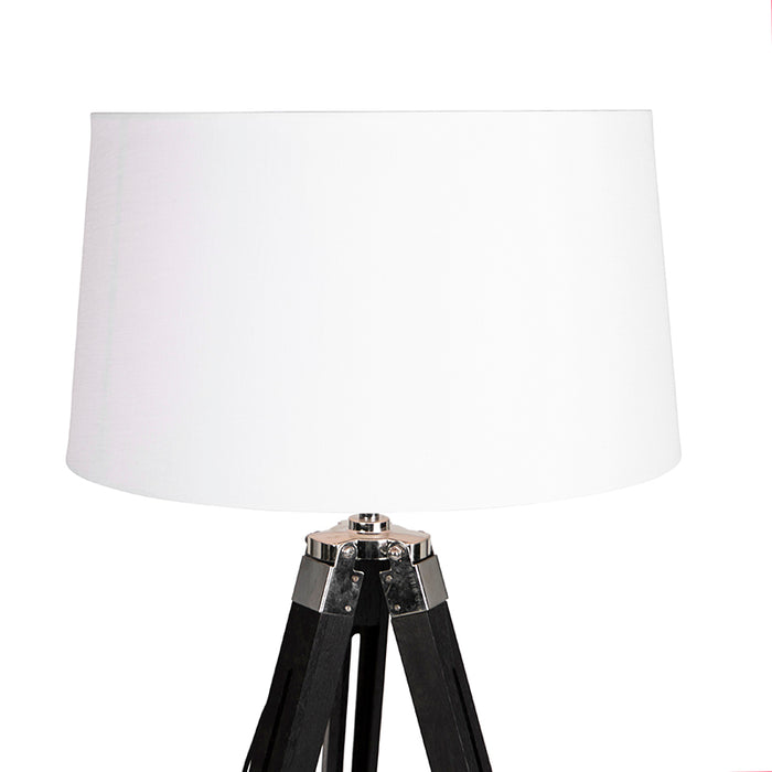 QAZQA Vloerlamp Tripod zwart met kap 45cm linnen wit