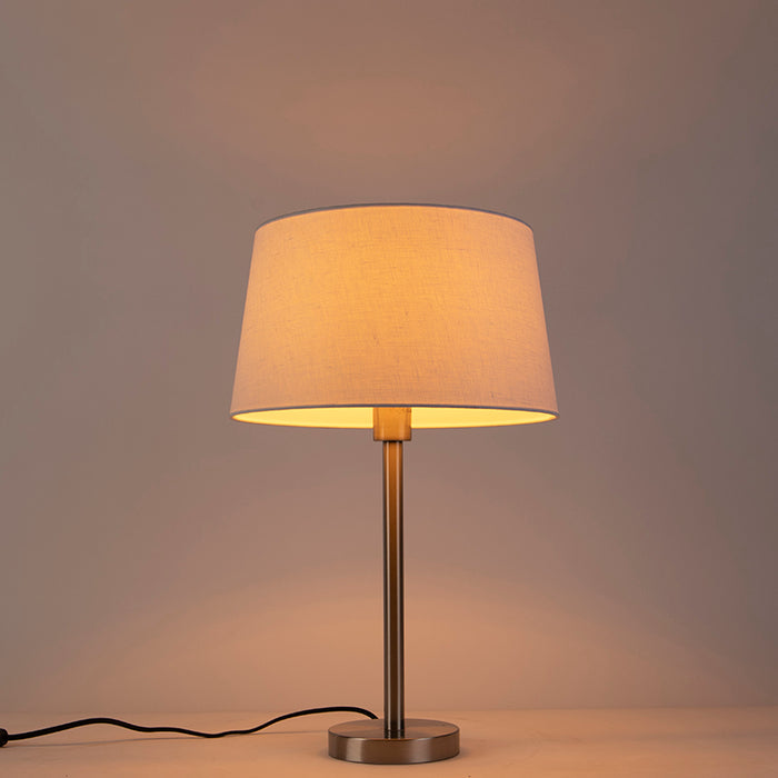 QAZQA Moderne tafellamp staal met witte kap 32 cm - Simplo