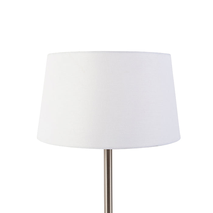 QAZQA Moderne tafellamp staal met witte kap 32 cm - Simplo