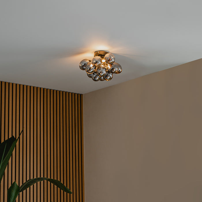 QAZQA Design plafondlamp zwart met smoke glas 3-lichts - Uvas