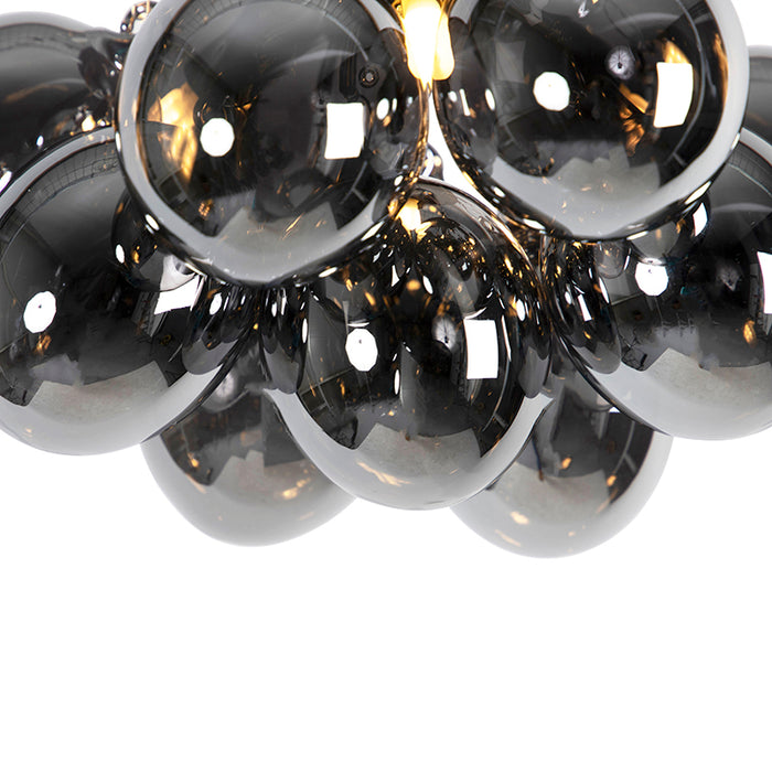 QAZQA Design plafondlamp zwart met smoke glas 3-lichts - Uvas