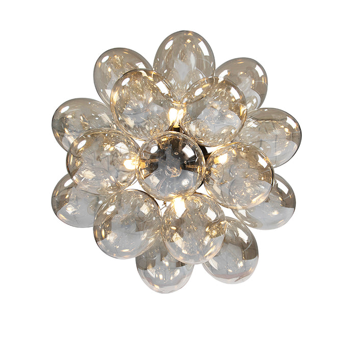 QAZQA Design plafondlamp zwart met amber glas 4-lichts - Uvas