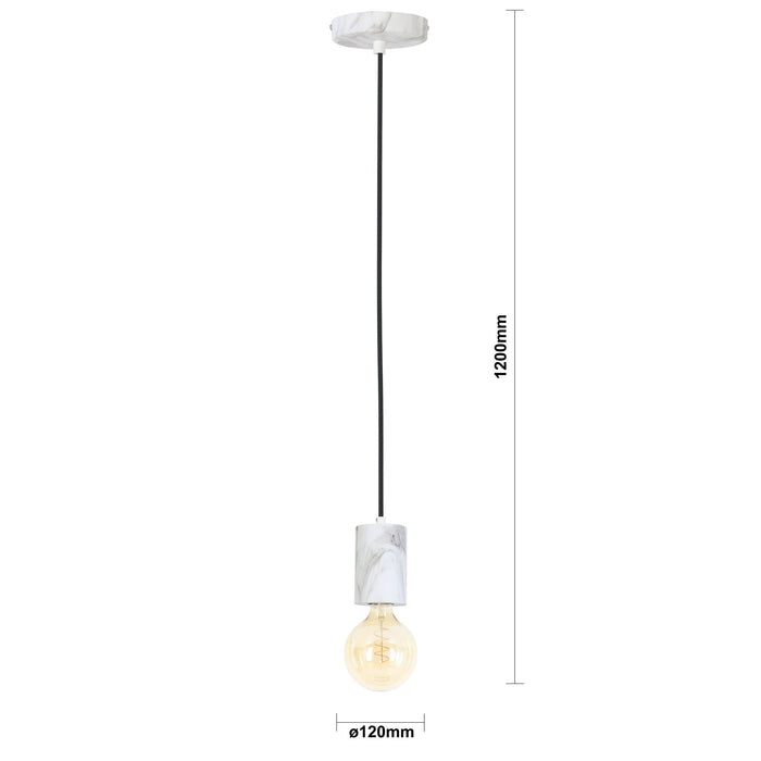 Light & Living Hanglamp Vidar 1L - Wit Marmer Print + Lichtbron