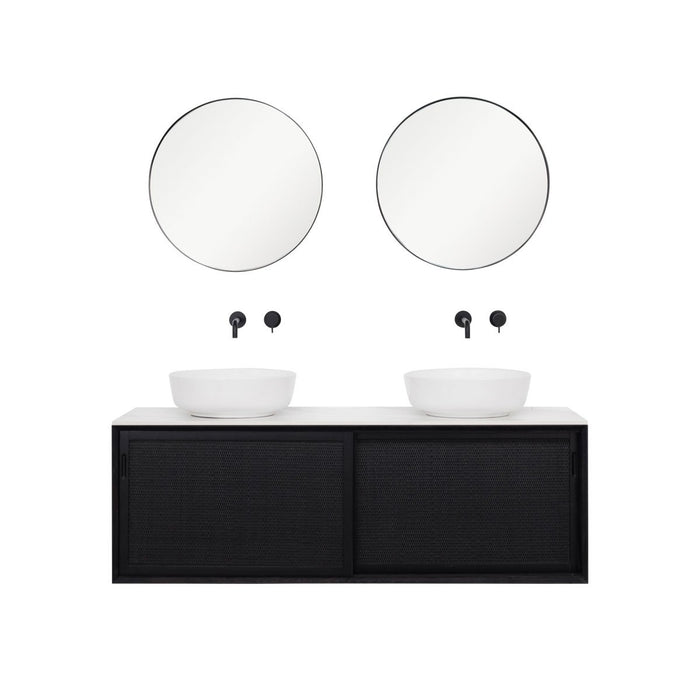 Going Objects - Wastafelmeubel Zwart Rotan - Nestor - Wit Keramiek -