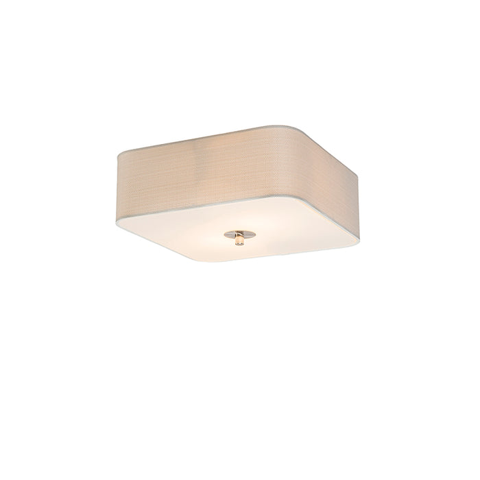 QAZQA Plafondlamp drum jute - Wit - Modern - L 300mm