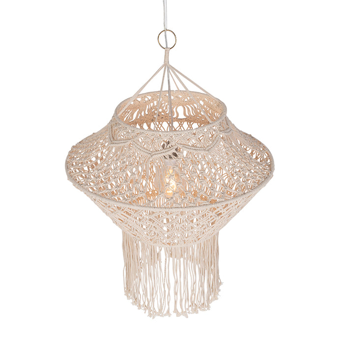 QAZQA Landelijke hanglamp macramé 90 cm - Macra