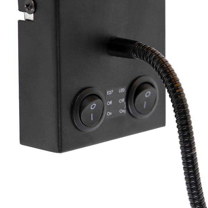 QAZQA Wandlamp zwart met velours gele kap - Stacca