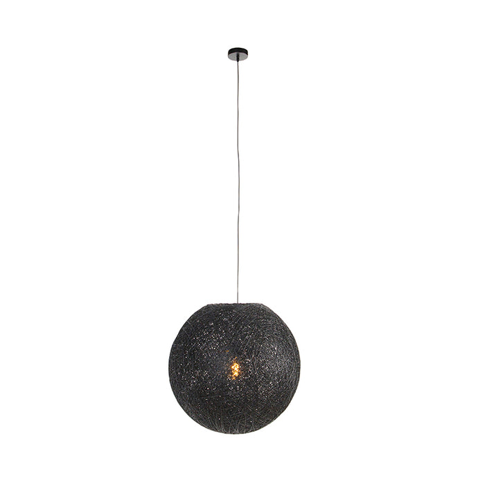 QAZQA Landelijke hanglamp zwart 60 cm - Corda
