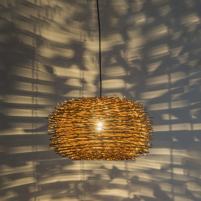 QAZQA Landelijke hanglamp bruin rotan - Hatch 45