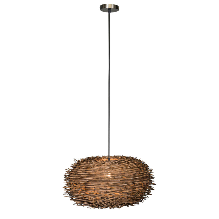 QAZQA Landelijke hanglamp bruin rotan - Hatch 45