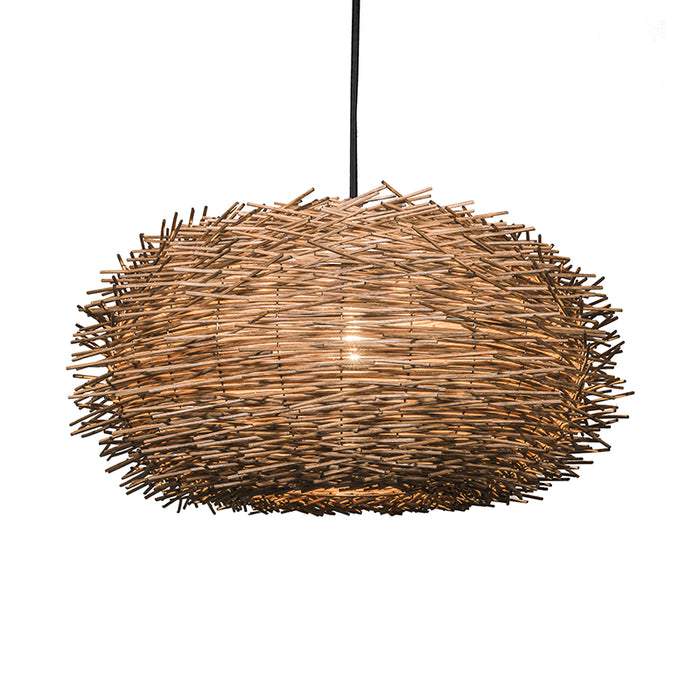 QAZQA Landelijke hanglamp bruin rotan - Hatch 45