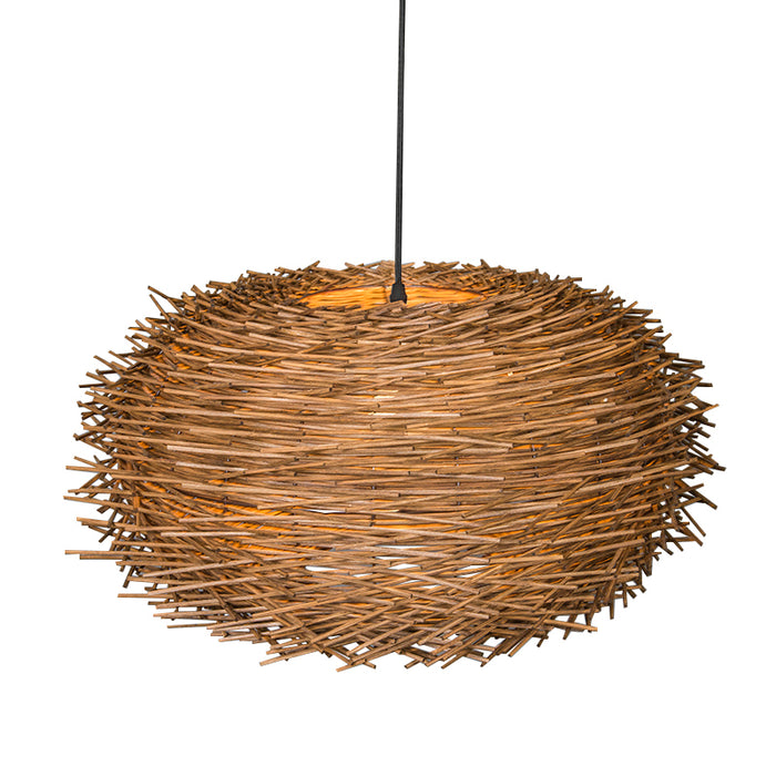 QAZQA Landelijke hanglamp bruin rotan - Hatch 45