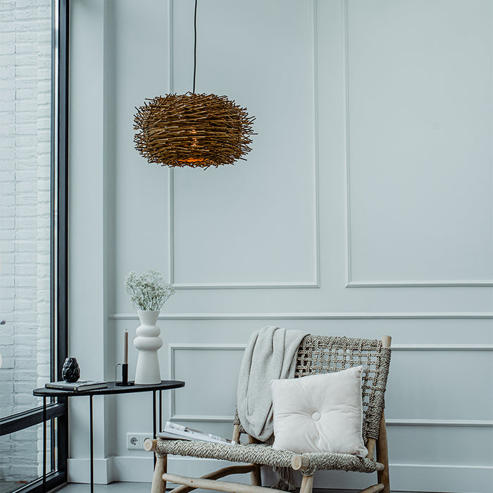 QAZQA Landelijke hanglamp bruin rotan - Hatch 45