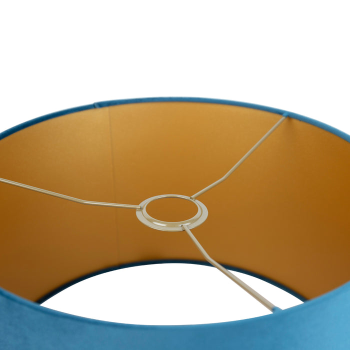 QAZQA Velours lampenkap blauw 35|35|20 met gouden binnenkant