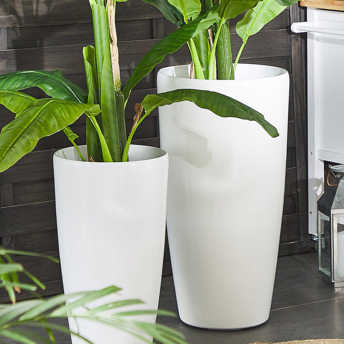 Beliani - TSERIA - Plantenbak - Wit - 32 cm - Stenenmix