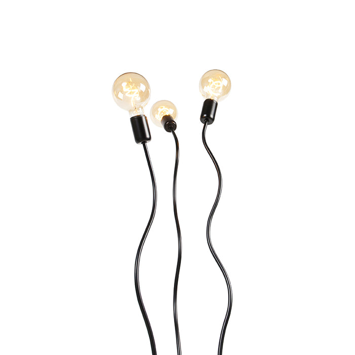 QAZQA Design vloerlamp zwart 3-lichts - Wimme