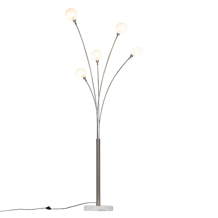 QAZQA Design vloerlamp staal 5-lichts - Sixties Marmo