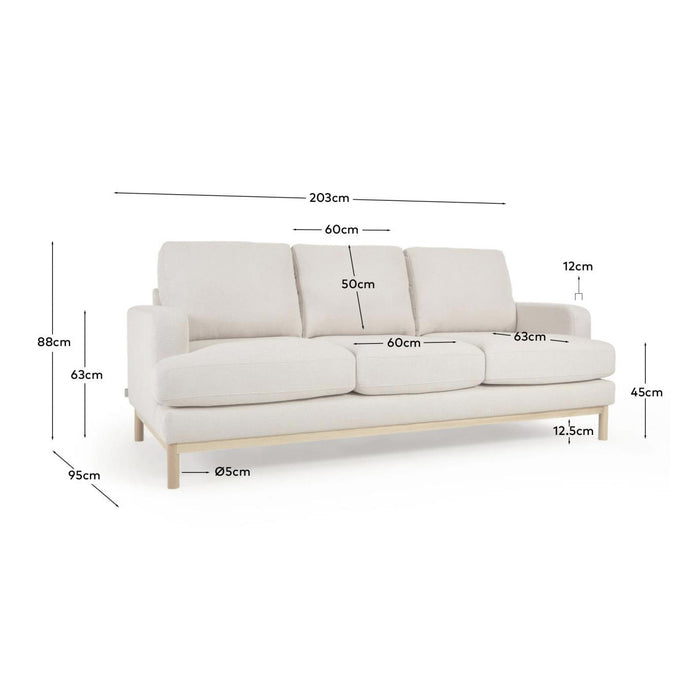 Kave Home Mihaela 3-Zitsbank - Wit