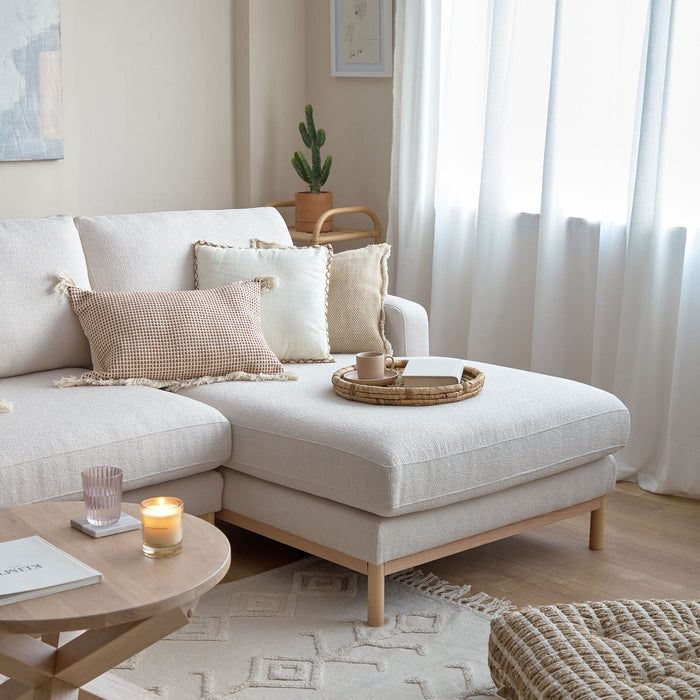 Kave Home Mihaela 3-Zitsbank Chaise Longue Rechts - Wit