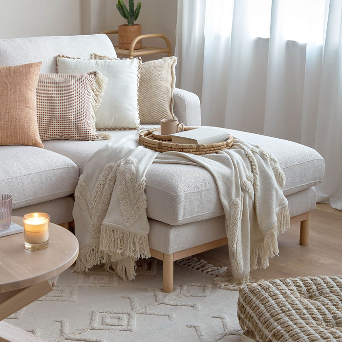 Kave Home Mihaela 3-Zitsbank Chaise Longue Rechts - Wit