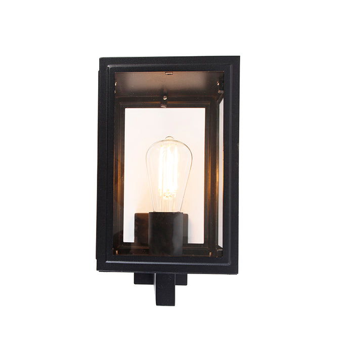 QAZQA Landelijke wandlamp zwart IP44 - Sutton Up