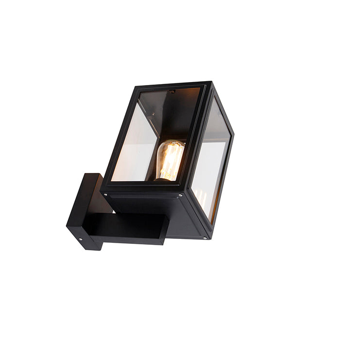 QAZQA Landelijke wandlamp zwart IP44 - Sutton Up