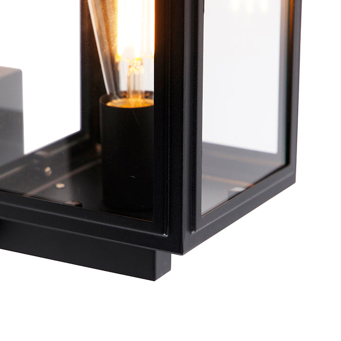 QAZQA Landelijke wandlamp zwart IP44 - Sutton Up