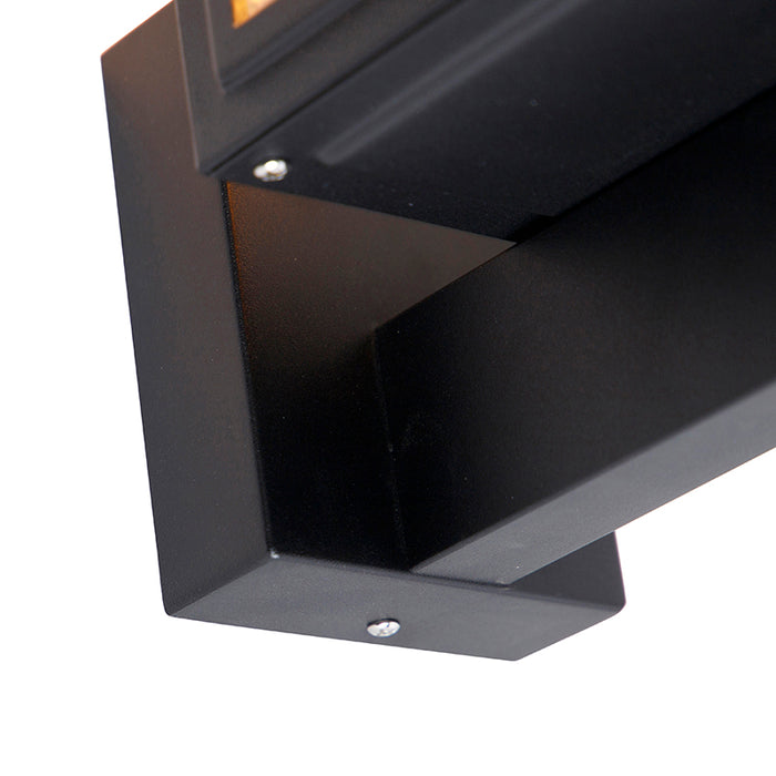 QAZQA Landelijke wandlamp zwart IP44 - Sutton Up