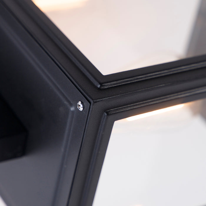 QAZQA Landelijke wandlamp zwart IP44 - Sutton Up