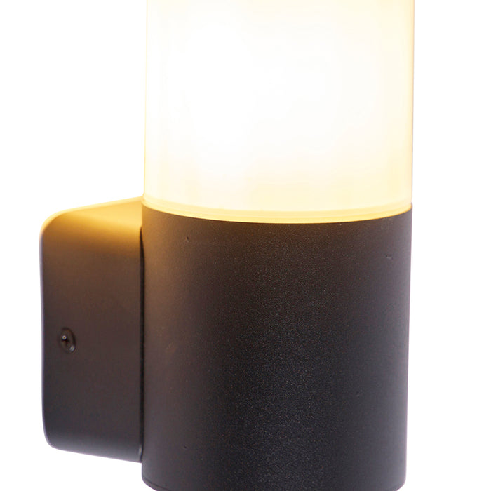 QAZQA Moderne buiten wandlamp zwart met opaal kap IP44 - Odense