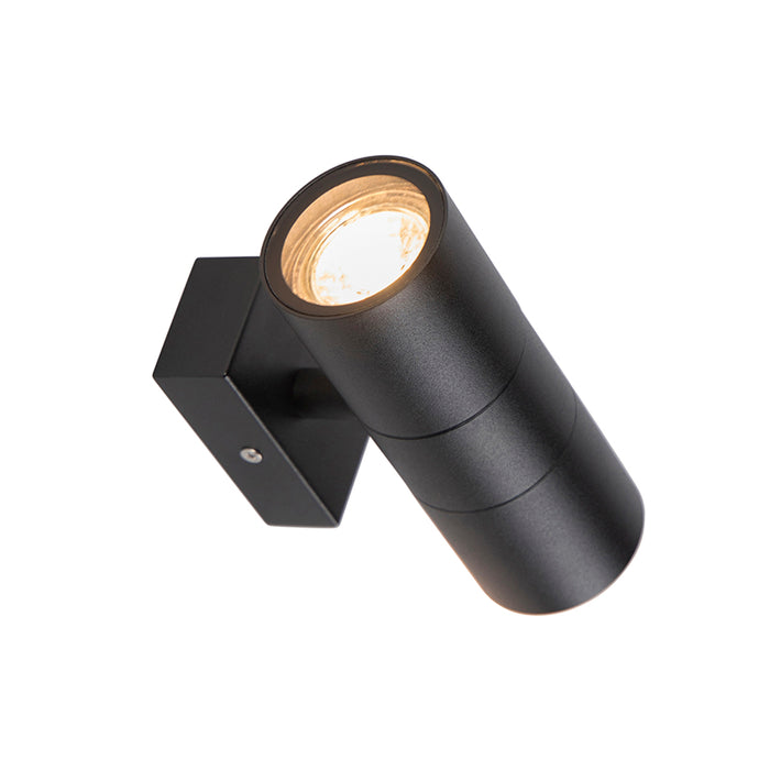 QAZQA Buitenwandlamp zwart 2-lichts IP44 - Duo