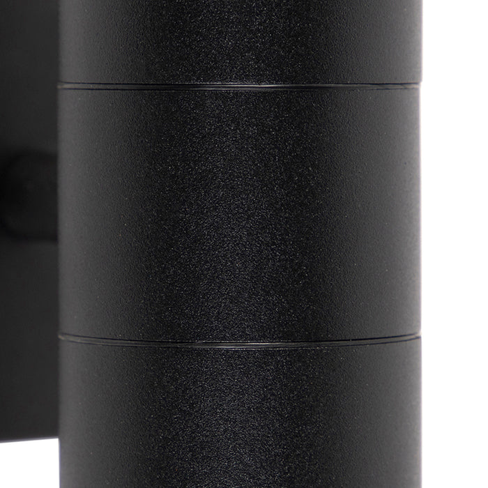 QAZQA Buitenwandlamp zwart 2-lichts IP44 - Duo