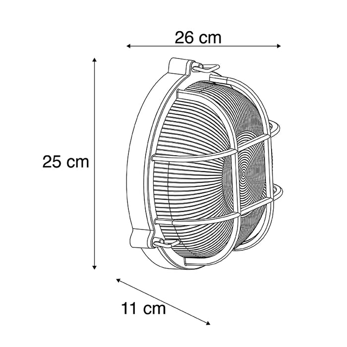 QAZQA Industriële ronde wandlamp zwart IP44 - Noutica