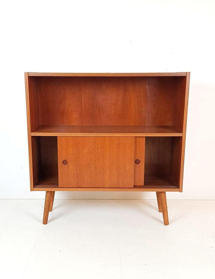 Reliving Vintage Deens Teak Fineer Houten Schuifdeur Kastje