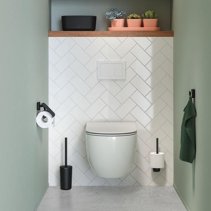 Tiger Carv Toiletrolhouder met Klep - Zwart