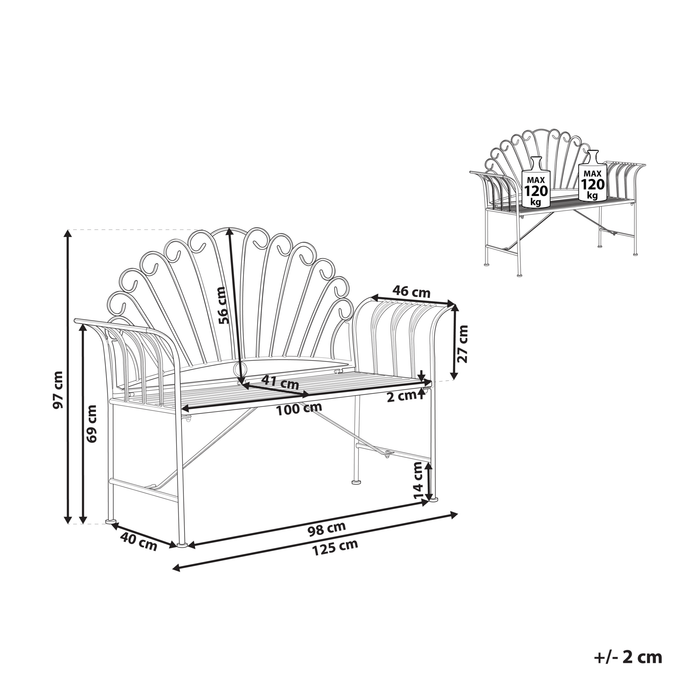 Beliani - CAVINIA - Tuinbank - Roze - Metaal