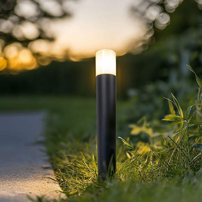 QAZQA Buitenlamp zwart met opaal witte kap 50 cm - Odense