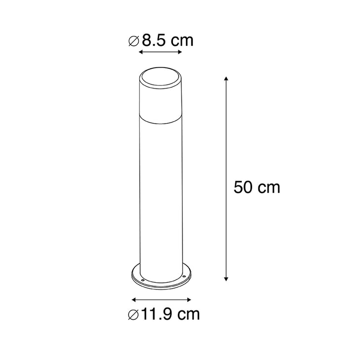 QAZQA Buitenlamp zwart met opaal witte kap 50 cm - Odense