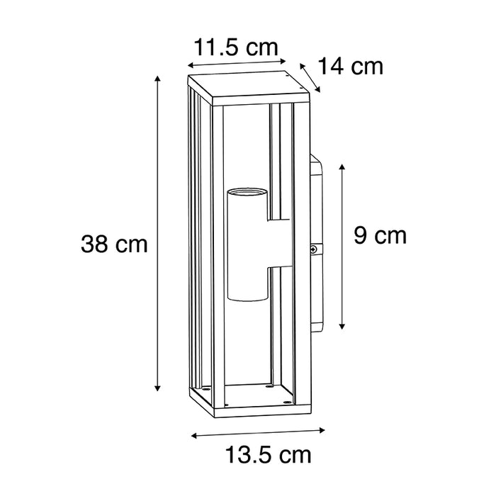 QAZQA Industriële wandlamp zwart 38 cm 2-lichts IP44 - Charlois