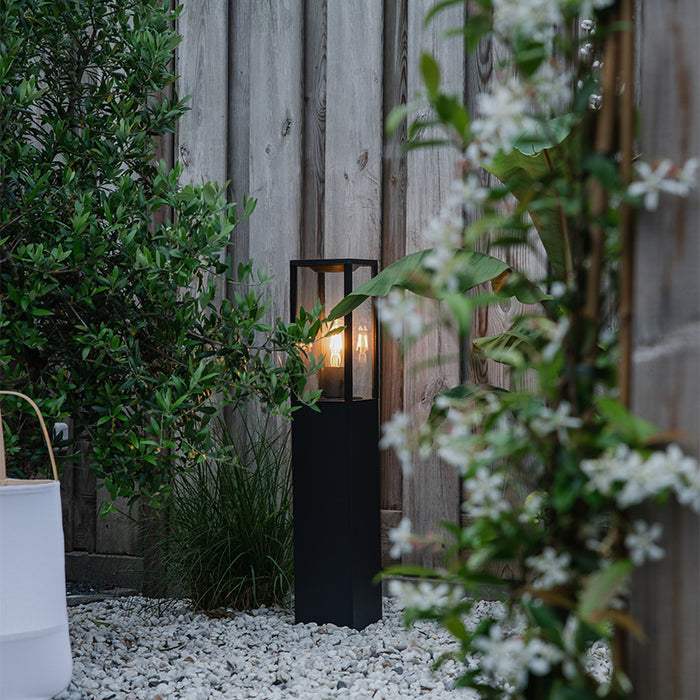 QAZQA Industriële staande buitenlamp zwart 80 cm IP44 - Charlois