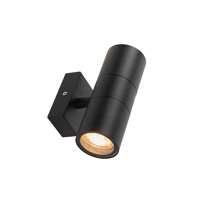 QAZQA Set van 2 buitenwandlampen zwart IP44 - Duo